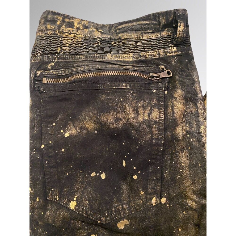 Rockstar Original Men's Gold Metallic Biker Moto Jeans 44 Button Fly Streetwear - Picture 8 of 12